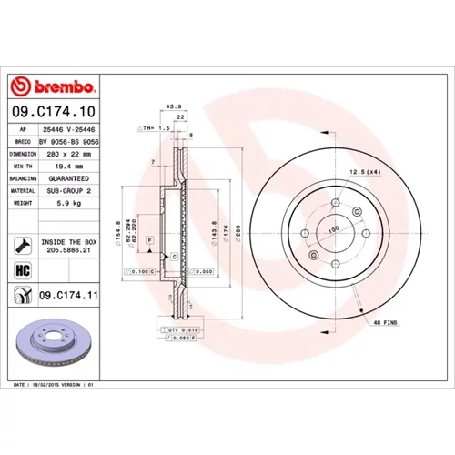 Brzdový kotúč 09.C174.11 /BREMBO/