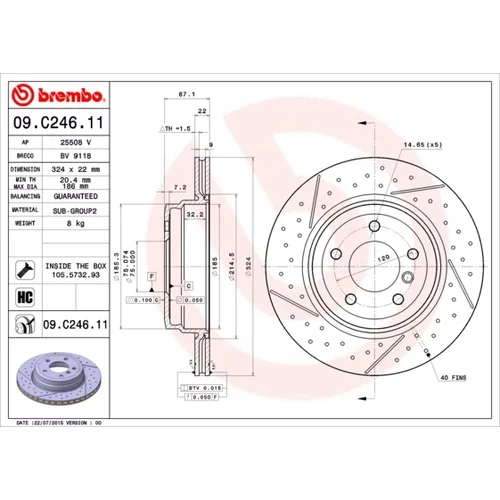 Brzdový kotúč BREMBO 09.C246.11