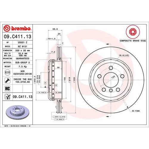 Brzdový kotúč BREMBO 09.C411.13