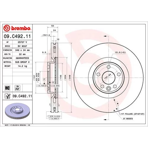 Brzdový kotúč BREMBO 09.C492.11