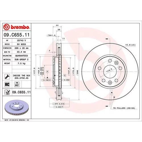 Brzdový kotúč BREMBO 09.C655.11