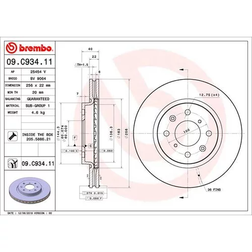 Brzdový kotúč BREMBO 09.C934.11