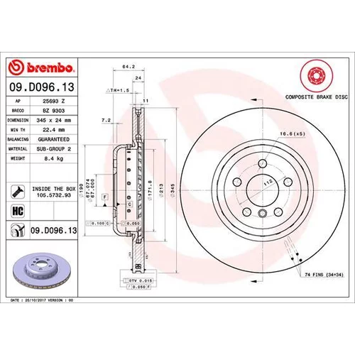 Brzdový kotúč BREMBO 09.D096.13