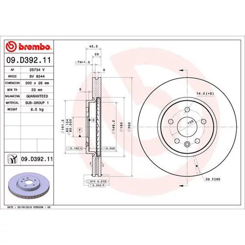 Brzdový kotúč BREMBO 09.D392.11