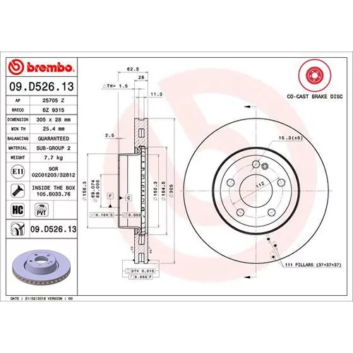 Brzdový kotúč BREMBO 09.D526.13