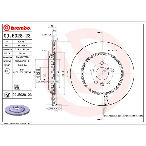 Brzdový kotúč BREMBO 09.E028.23