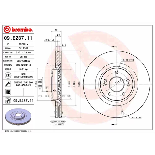 Brzdový kotúč BREMBO 09.E237.11