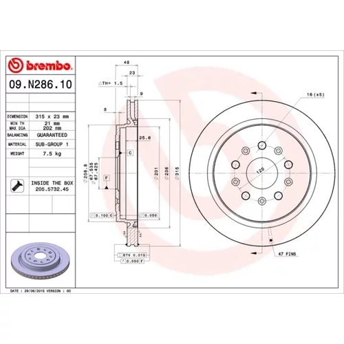 Brzdový kotúč BREMBO 09.N286.11