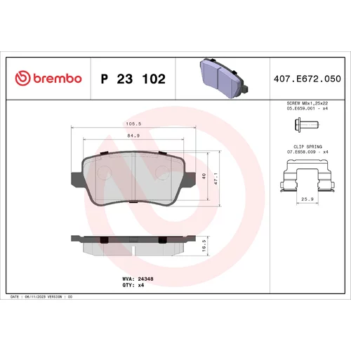 Sada brzdových platničiek kotúčovej brzdy BREMBO P 23 102