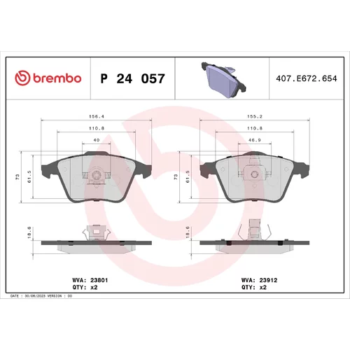 Sada brzdových platničiek kotúčovej brzdy P 24 057 /BREMBO/