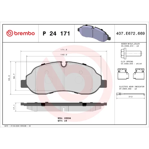 Sada brzdových platničiek kotúčovej brzdy BREMBO P 24 171