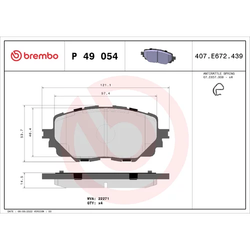 Sada brzdových platničiek kotúčovej brzdy BREMBO P 49 054