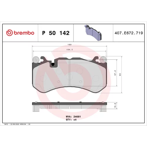 Sada brzdových platničiek kotúčovej brzdy BREMBO P 50 142