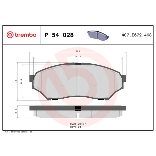 Sada brzdových platničiek kotúčovej brzdy BREMBO P 54 028