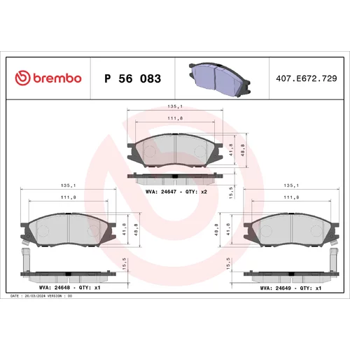 Sada brzdových platničiek kotúčovej brzdy BREMBO P 56 083