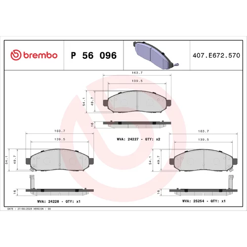 Sada brzdových platničiek kotúčovej brzdy BREMBO P 56 096