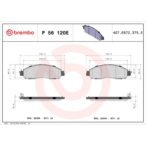 Sada brzdových platničiek kotúčovej brzdy BREMBO P 56 120E