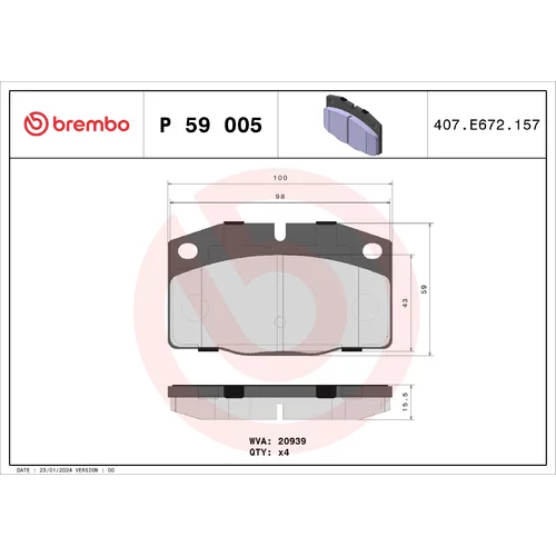 Sada brzdových platničiek kotúčovej brzdy BREMBO P 59 005