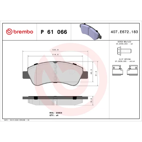 Sada brzdových platničiek kotúčovej brzdy BREMBO P 61 066X