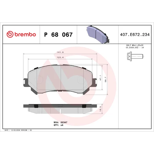 Sada brzdových platničiek kotúčovej brzdy BREMBO P 68 067