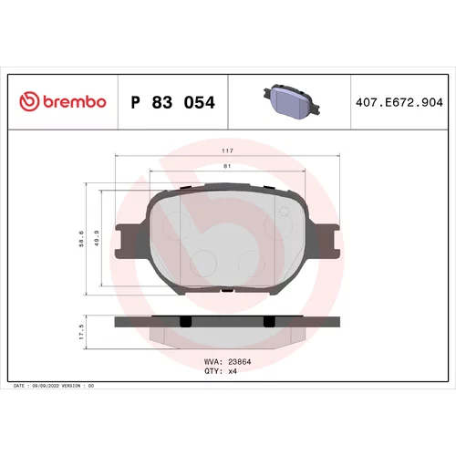 Sada brzdových platničiek kotúčovej brzdy BREMBO P 83 054