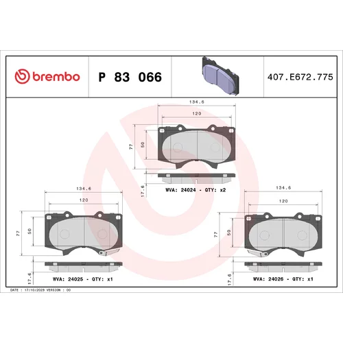 Sada brzdových platničiek kotúčovej brzdy BREMBO P 83 066