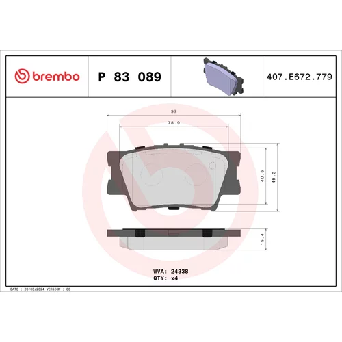 Sada brzdových platničiek kotúčovej brzdy BREMBO P 83 089