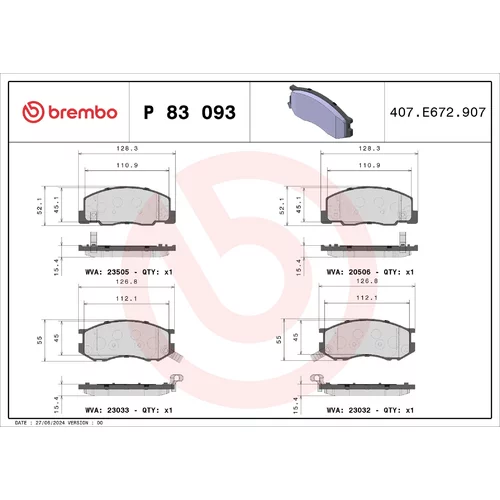 Sada brzdových platničiek kotúčovej brzdy BREMBO P 83 093