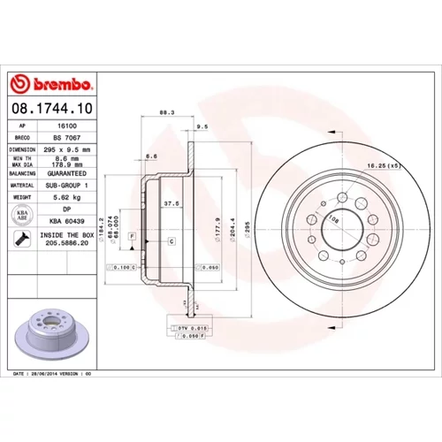 Brzdový kotúč BREMBO 08.1744.10