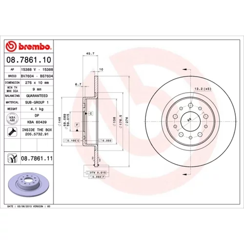 Brzdový kotúč BREMBO 08.7861.11