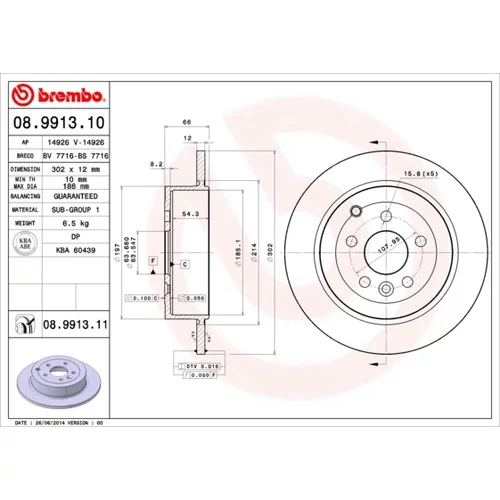 Brzdový kotúč BREMBO 08.9913.11