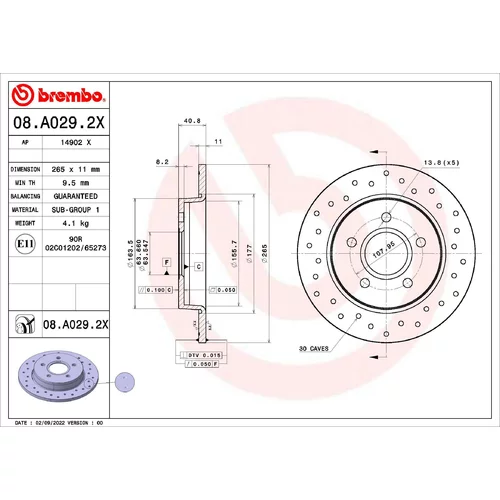 Brzdový kotúč 08.A029.2X /BREMBO/