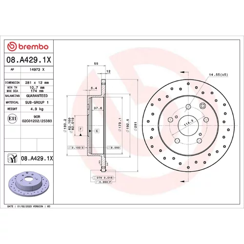 Brzdový kotúč BREMBO 08.A429.1X