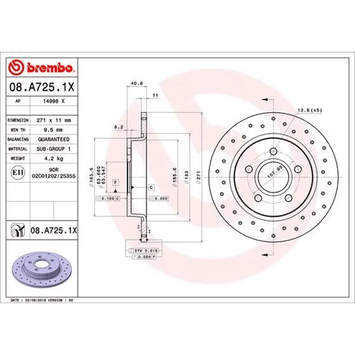 Brzdový kotúč BREMBO 08.A725.1X