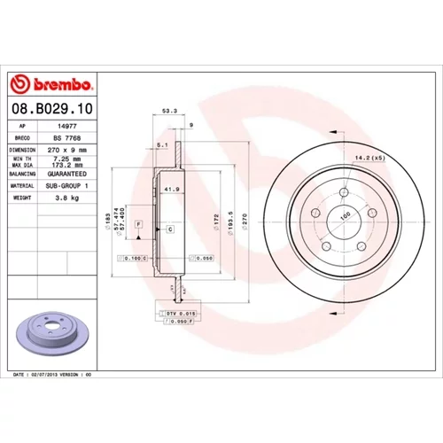 Brzdový kotúč BREMBO 08.B029.10