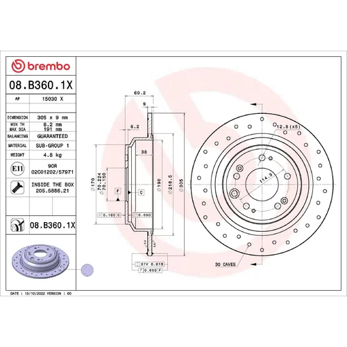 Brzdový kotúč BREMBO 08.B360.1X