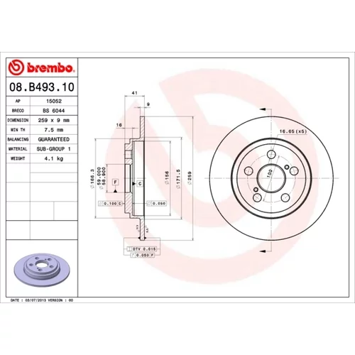 Brzdový kotúč BREMBO 08.B493.10