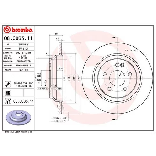 Brzdový kotúč BREMBO 08.C065.11