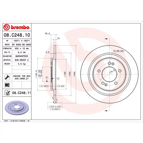 Brzdový kotúč BREMBO 08.C248.11