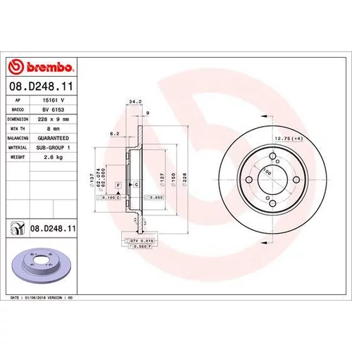 Brzdový kotúč BREMBO 08.D248.11