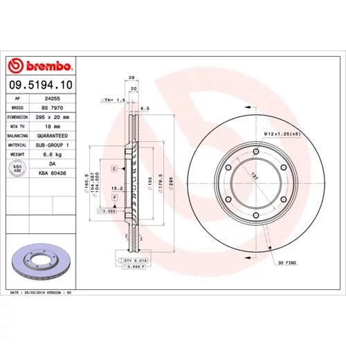 Brzdový kotúč BREMBO 09.5194.10