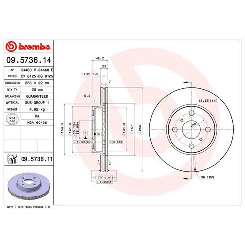 Brzdový kotúč BREMBO 09.5736.11