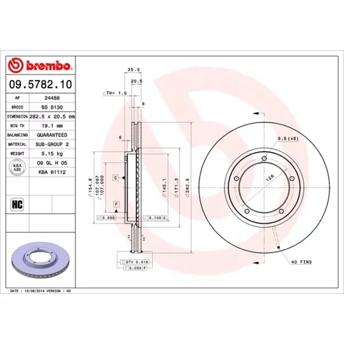 Brzdový kotúč BREMBO 09.5782.10