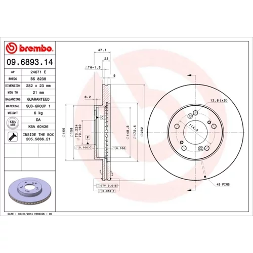 Brzdový kotúč BREMBO 09.6893.11