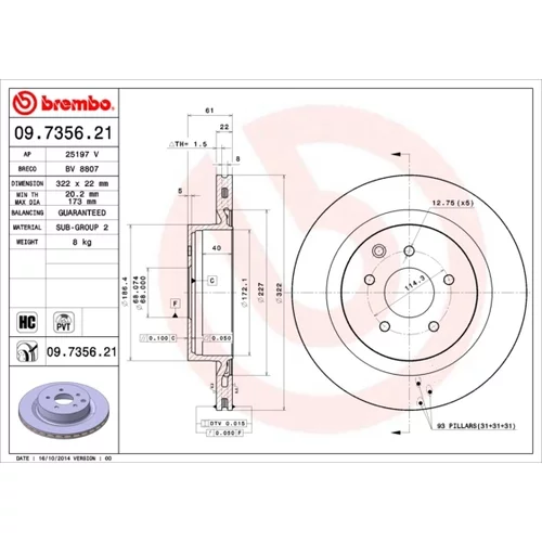 Brzdový kotúč BREMBO 09.7356.21