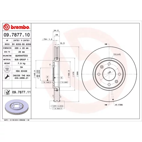 Brzdový kotúč BREMBO 09.7877.11