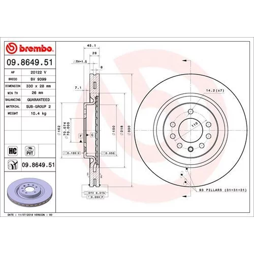 Brzdový kotúč BREMBO 09.8649.51