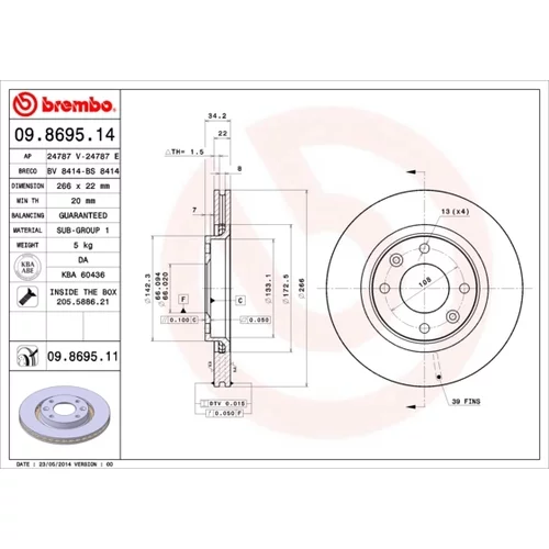 Brzdový kotúč BREMBO 09.8695.11