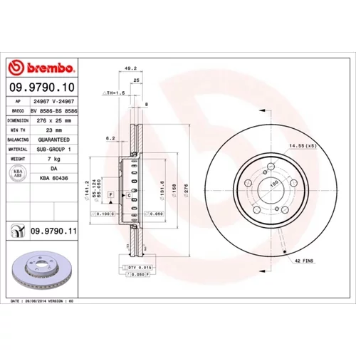 Brzdový kotúč BREMBO 09.9790.11