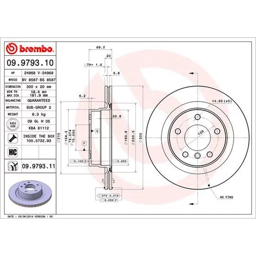 Brzdový kotúč BREMBO 09.9793.11